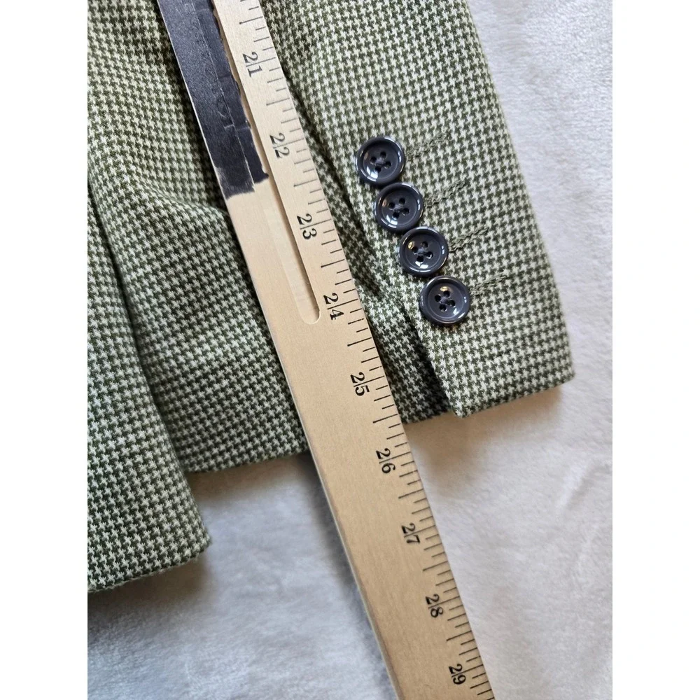 PJ Paul Jones Blazer Mens Large Olive Green Houndstooth Golf Sport Coat